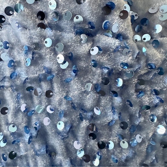 Miss Veil Pastel Blue Sequin Formal Maxi Dress Size Medium Sweetheart Leg Slit - Picture 7 of 16